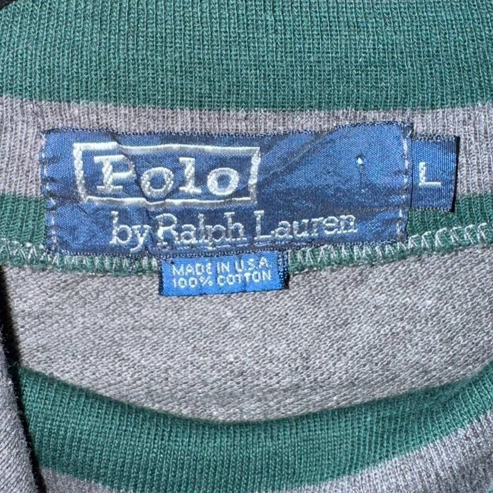 Polo by Ralph Lauren Fold-Over Turtleneck Long Sleeve Shirt Gray Green L - Picture 8 of 8
